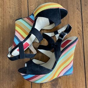 Rainbow open toe wedges  🌈